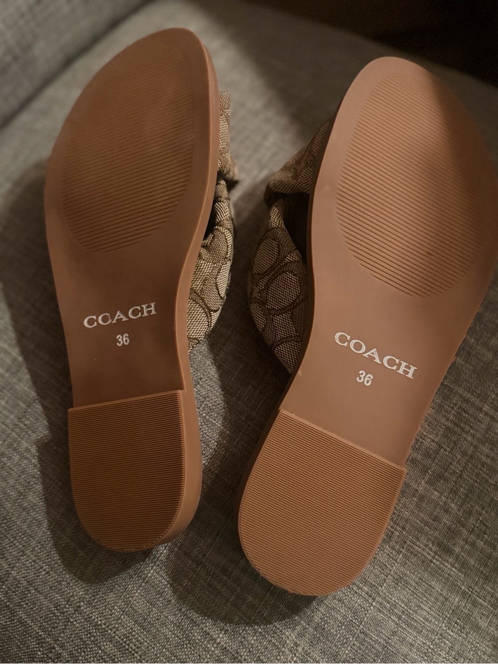 Coach Beige Signature Canvas Slide Sandals - Picture 6 of 6